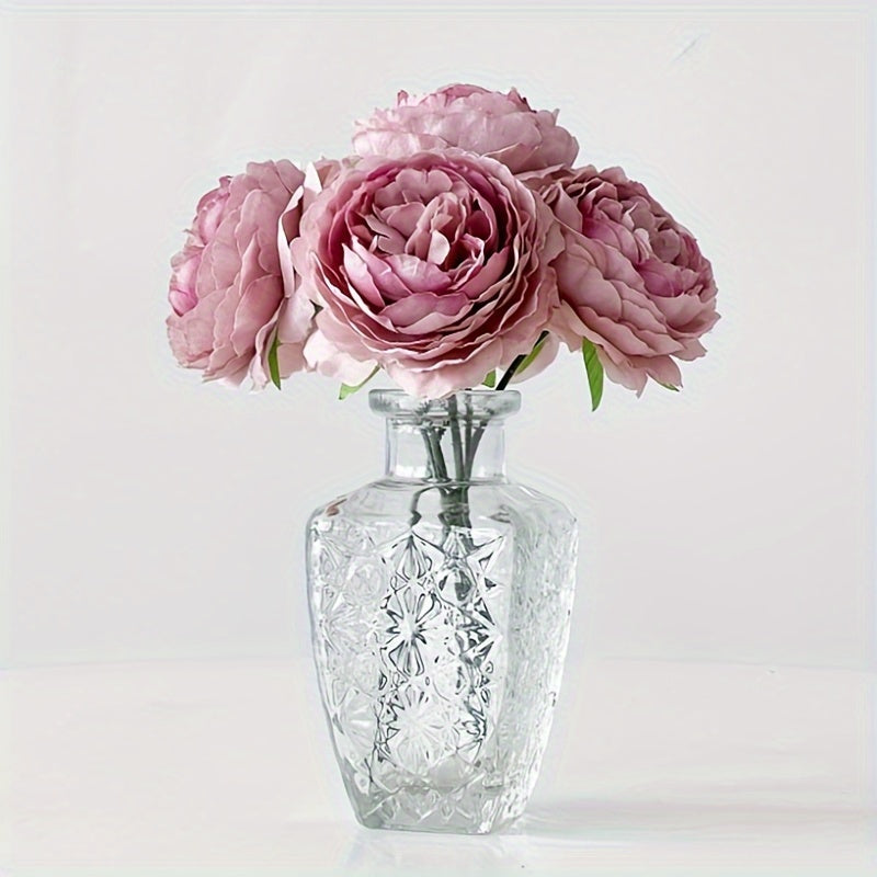 6 ярких стеблей искусственных пионов персикового и красного градиента, диаметр 7,98 см - идеально подходит для DIY свадебного декора, украшения тортов и центральных композиций для дома.