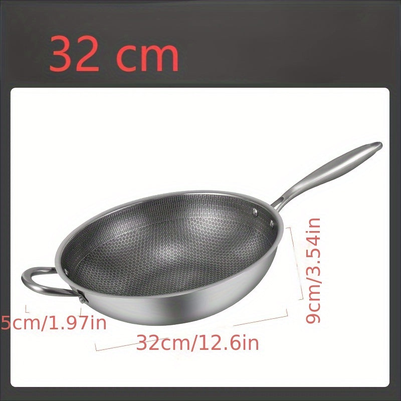 Stainless Steel Wok Non-Stick Coating High-Temperature Rust-Resistant for Stir-Frying