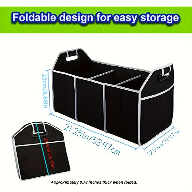 Universal Car Trunk Organizer Storage Box for Vehicles in Black
