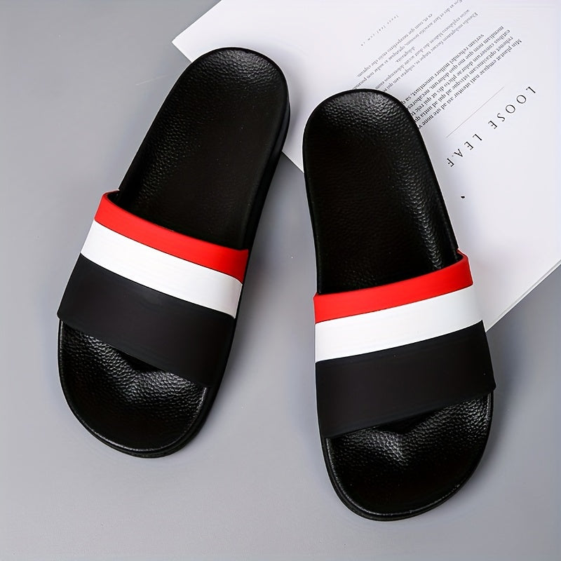 Unisex Color Block Open Toe Slippers with Non-slip PVC Sole for Casual Wear