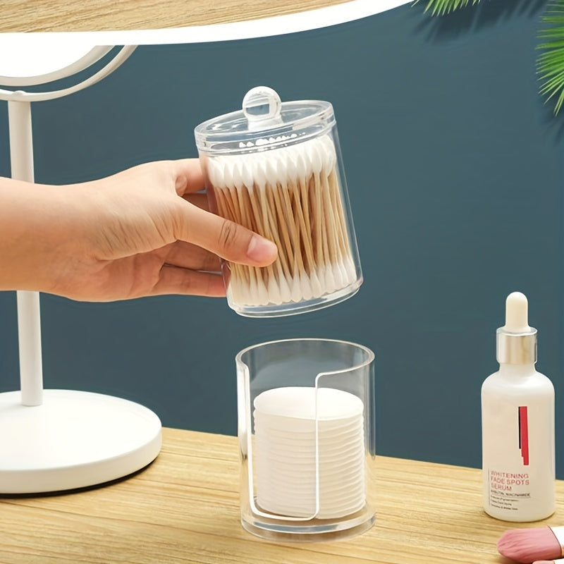 Acrylic Makeup Organizer with Window for Pads Swabs and Floss Picks