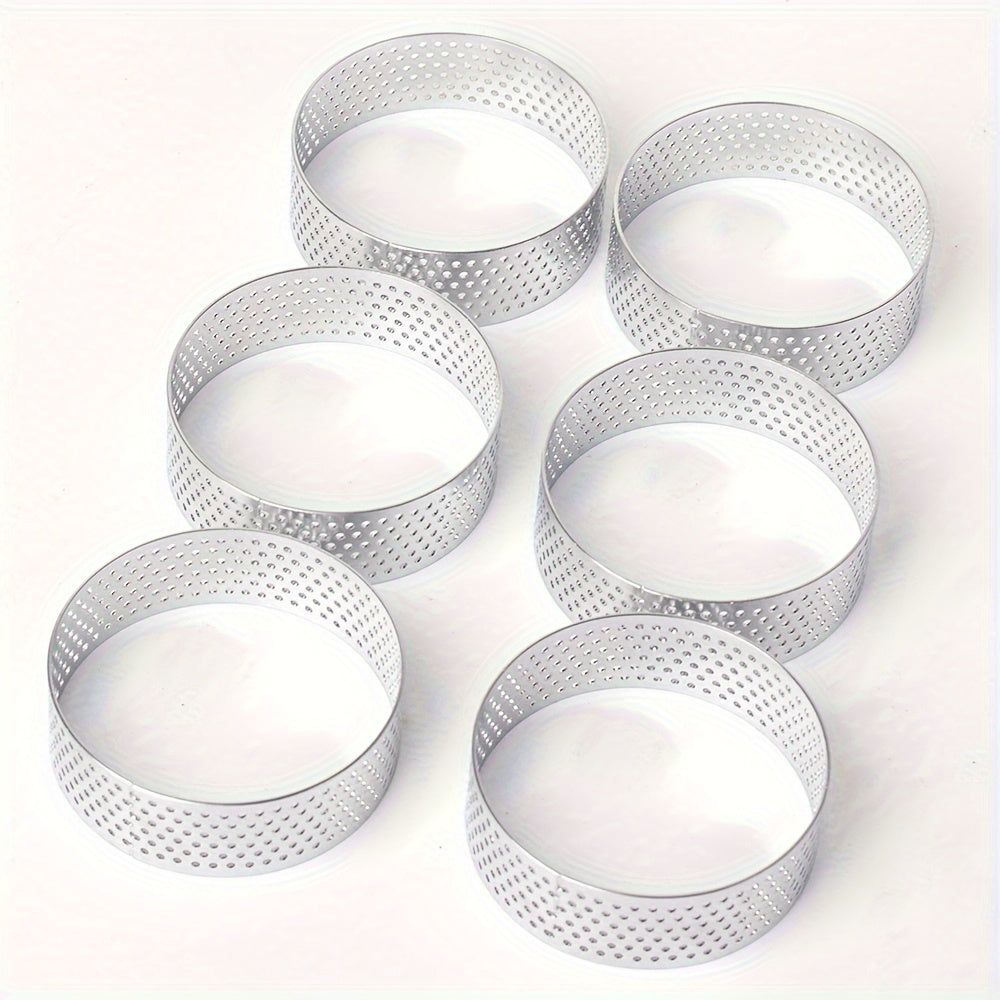 Set of 2-12 Stainless Steel Round Tart Rings for Baking Cheesecake Cookies Pastries
