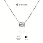 Sterling Silver Moissanite Oval Necklace 1ct 2ct 3ct Engagement Wedding Gift