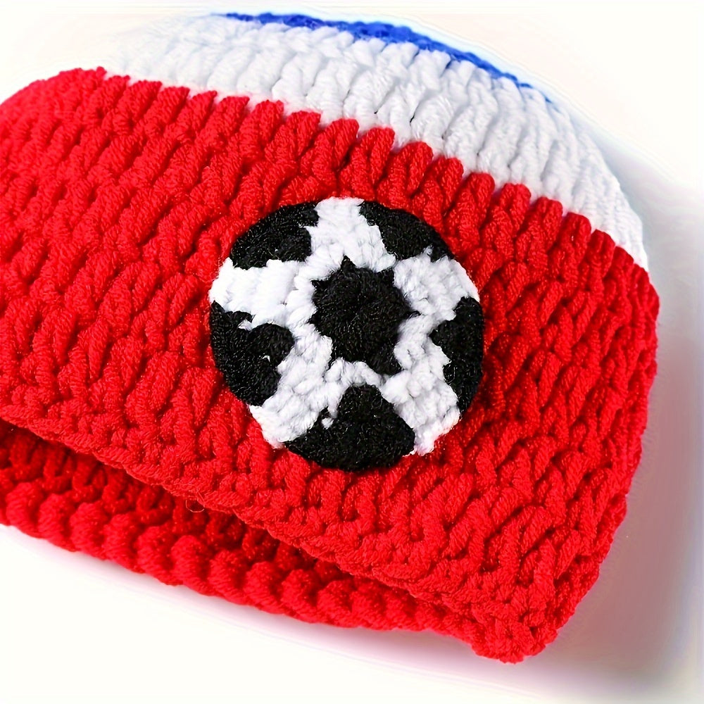 Kids' Football Photography Outfit 3-Piece Set Includes Knitted Hat Shorts Ball