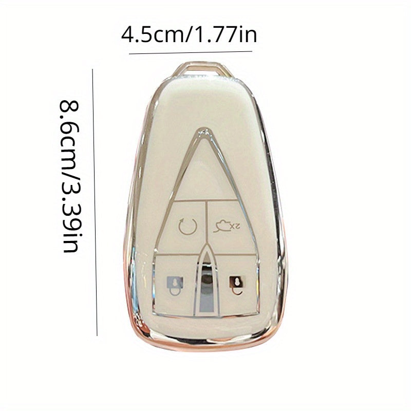 Car Remote Fob Cover TPU Key Case with 4 Buttons and Keychain Protector