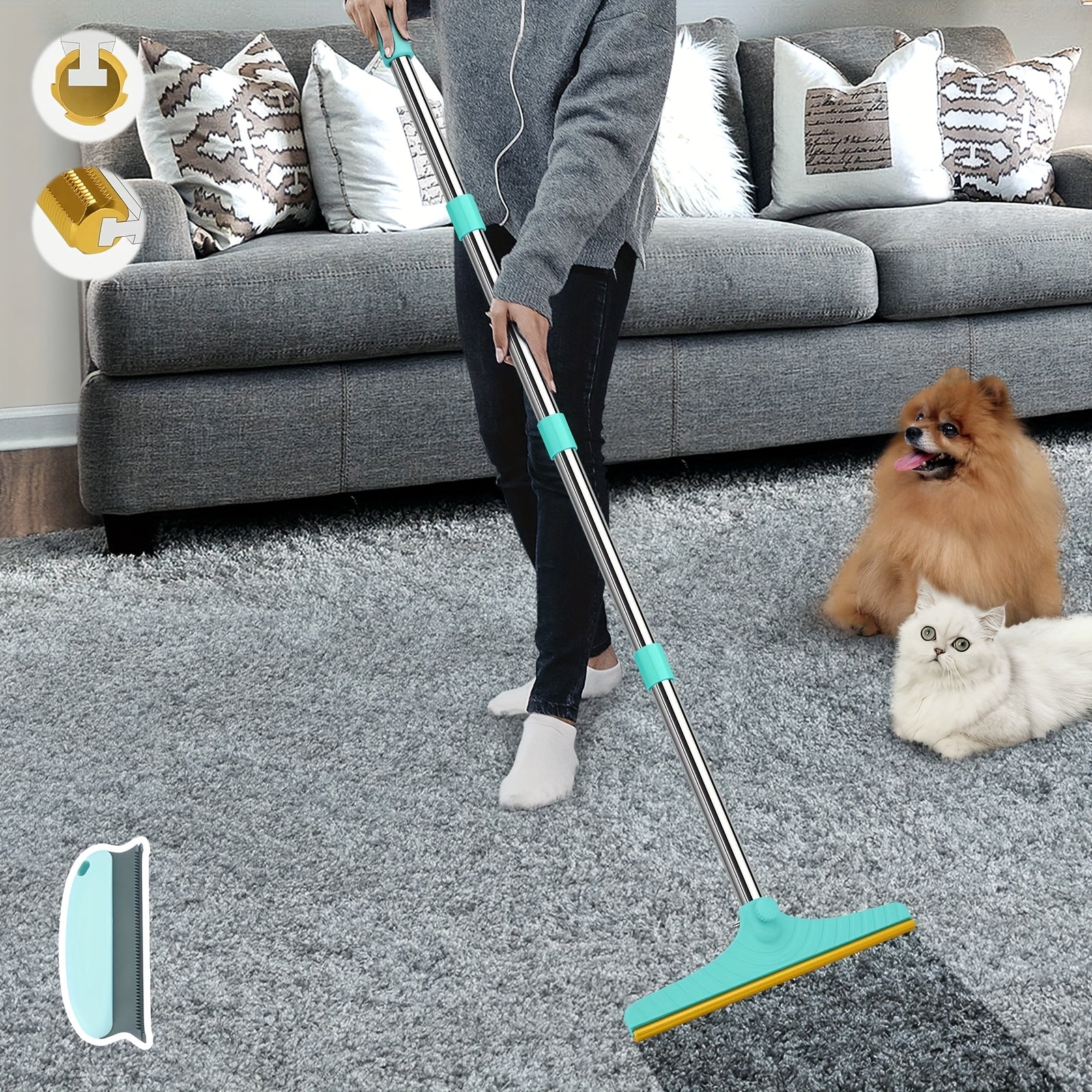 Adjustable Dog Deshedding Brush Plastic Metal No Battery