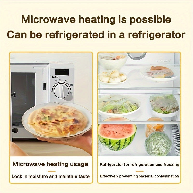 100 piezas de film transparente de grado alimentario, envoltorio de plástico, a prueba de fugas, conservador de frescura