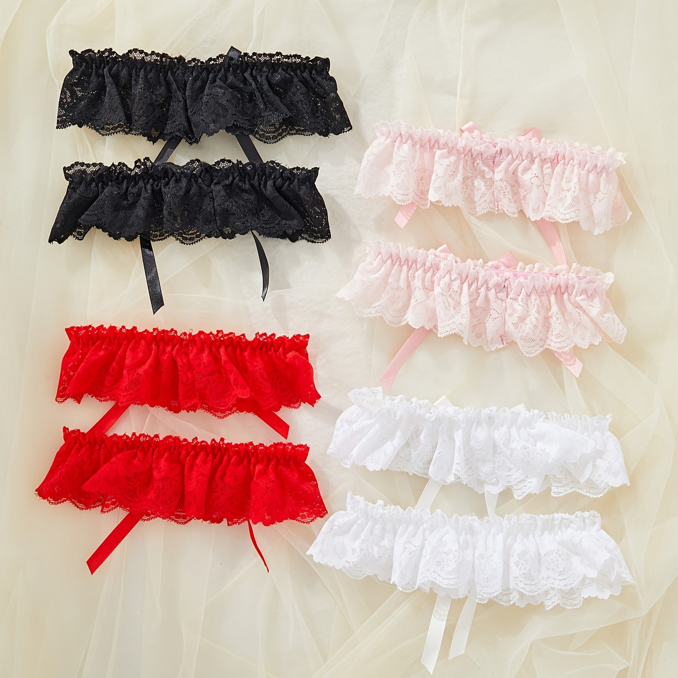Women's Lace Bow Knot Garter Belt Sexy Lingerie Adjustable Strap