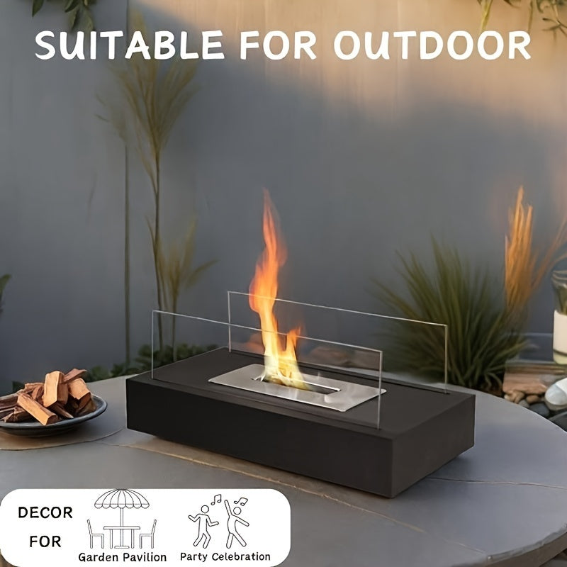 Классический металлический спиртовой обогреватель с прозрачными стеклянными боковинами - переносной настольный камин для уютной атмосферы, идеально подходит для свиданий, вечеринок и семейных посиделок