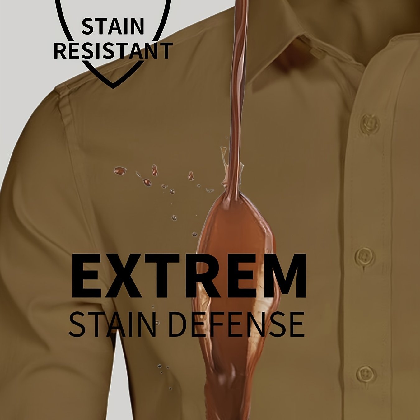 Men's All-Season Cotton-Polyester-Spandex Work Shirt Long Sleeve Lapel Button Regular Fit