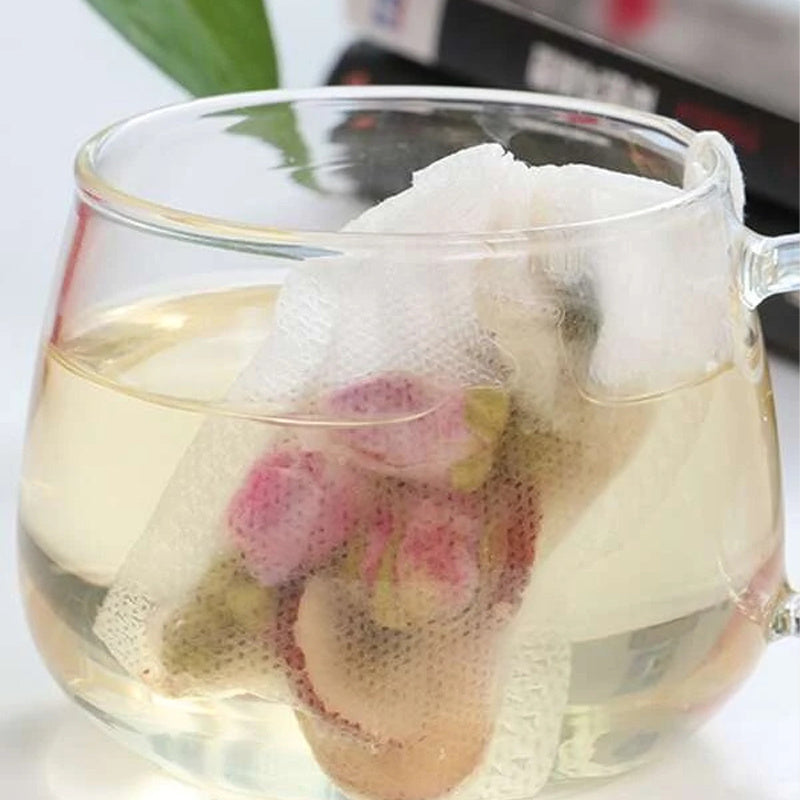 Disposable Tea Filter Bags 100Pcs Transparent Non-Woven Drawstring for Loose Leaf Tea
