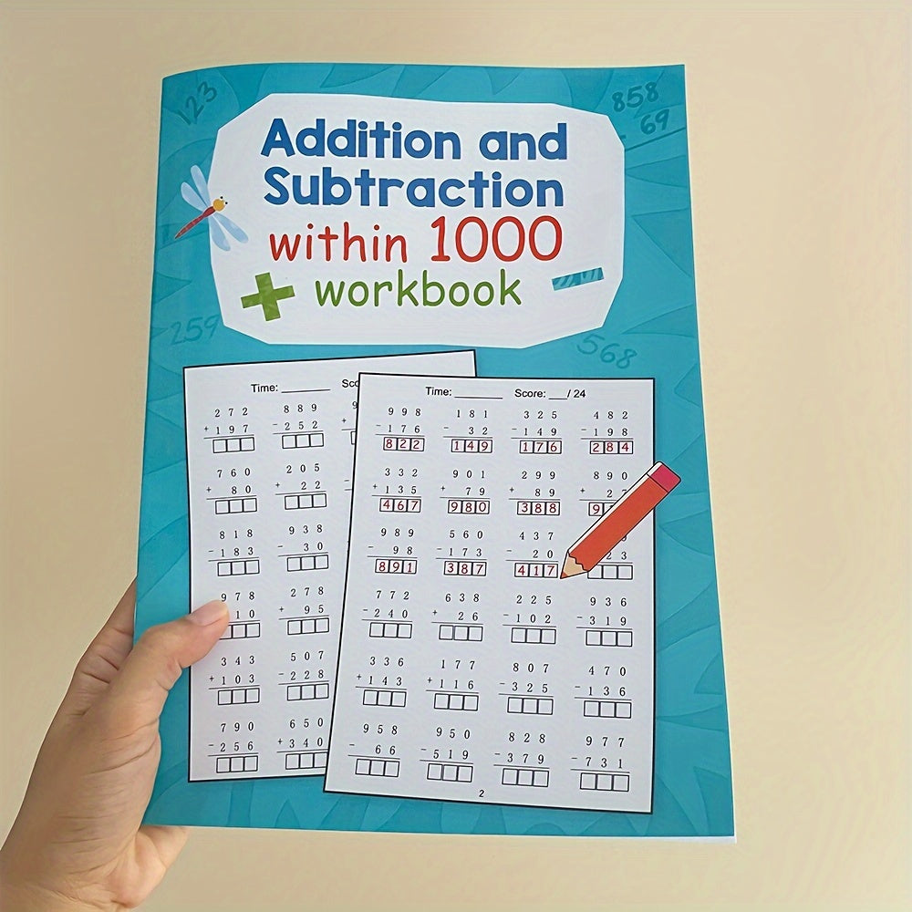 32-Page Math Workbook for Children Ages 3 Plus Addition and Subtraction to 1000 Educational Activities