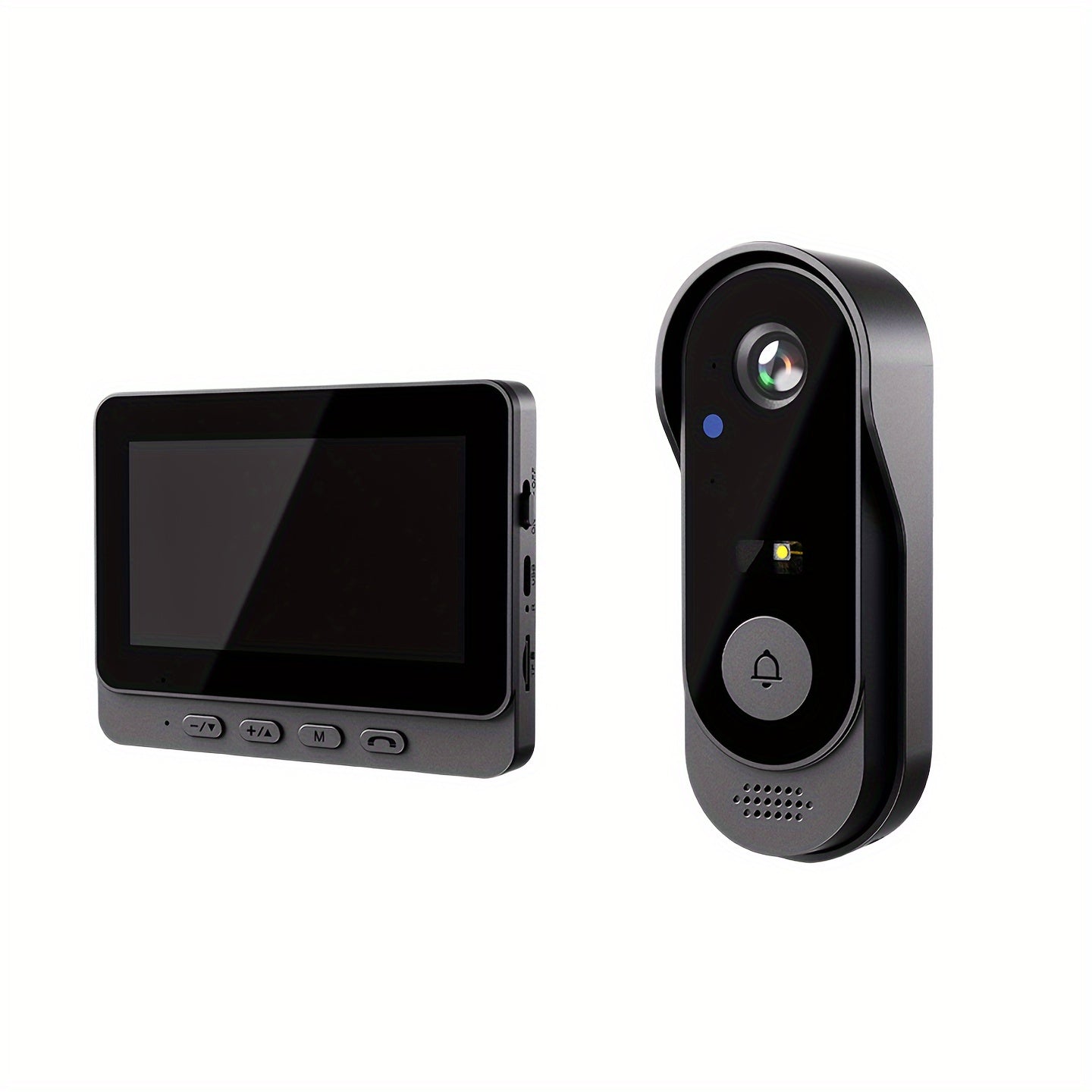 1 to'plam SELFIECOM X8 simsiz video eshik qo'ng'irog'i, 10.92 sm ekran, 480P HD kamera, USB orqali zaryadlanadigan, ikki tomonlama audio, oson o'rnatish, zamonaviy qora dizayn, suv o'tkazmaydigan.