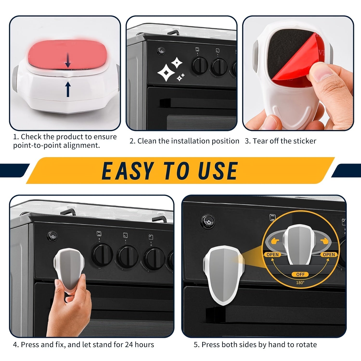 Oven Door Lock Black Heat-Resistant Swivel Safety Lock No Tools Needed