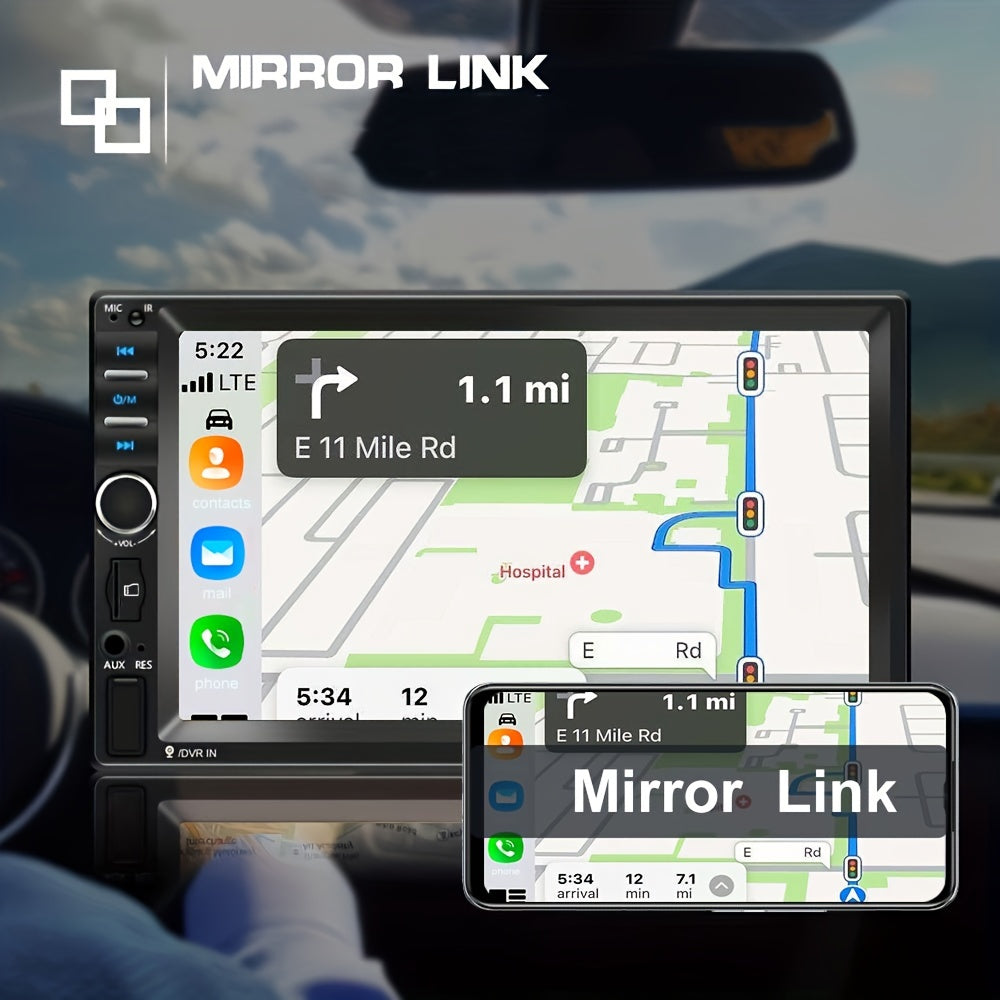 Car Multimedia Player 17.78cm 2Din Car Stereo System Wireless Mirror Link FM