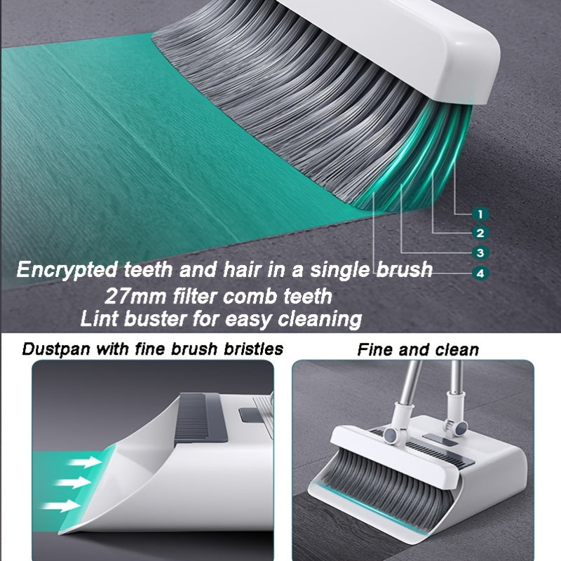 Conjunto de escoba y recogedor con cepillo para suelo, mango largo, limpiador de pelusas antiadherente