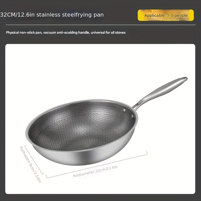 Stainless Steel Wok Non-Stick Coating High-Temperature Rust-Resistant for Stir-Frying
