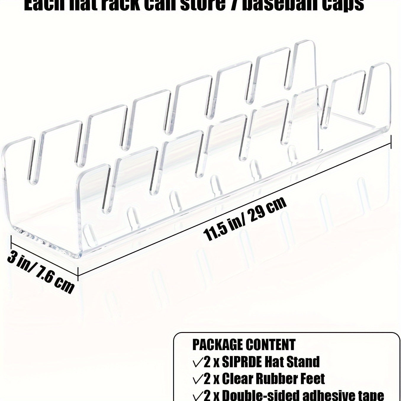 Acrylic Cap Storage Rack with Slots for Baseball Caps Display Organizer for Bedroom Office