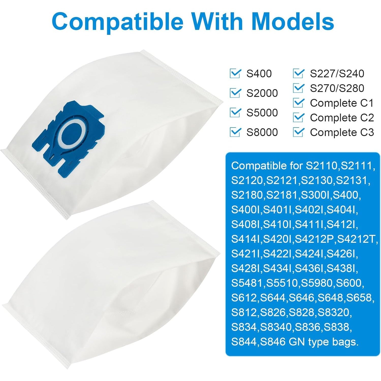Yuqori samarali chang filtri sumkasi, vakum tozalash uchun, C1 C2 C3 seriyali bilan mos keladi