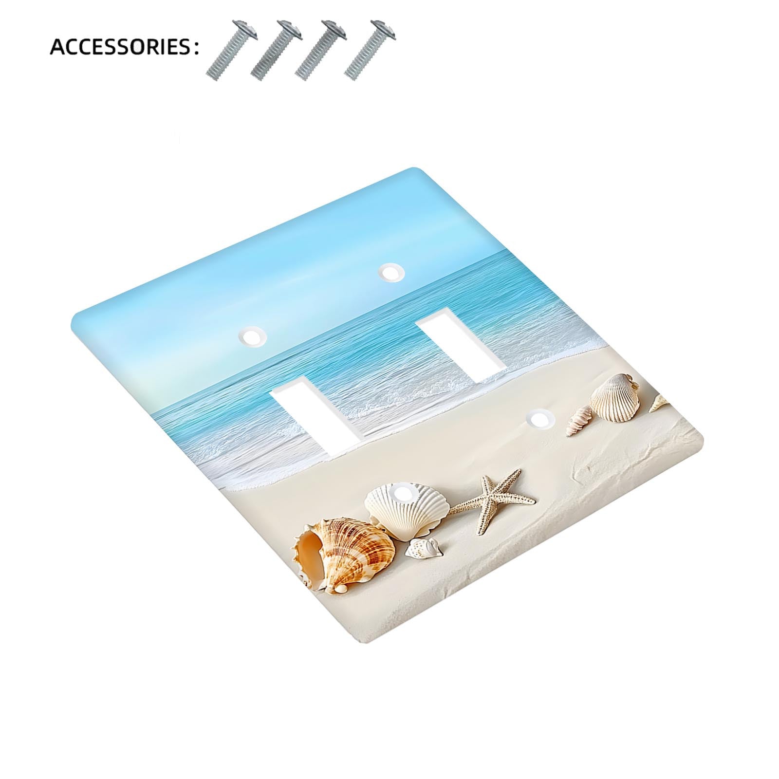 Beach Ocean Theme Light Switch Cover for Bedroom or Bathroom 1 or 2 Gang