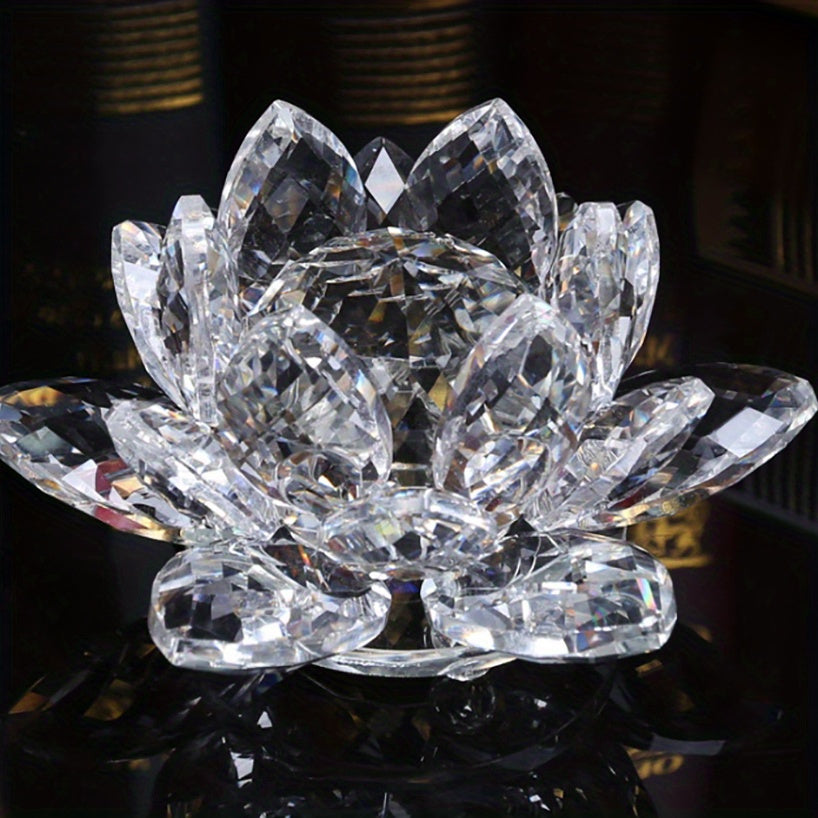 Crystal Lotus Ornament for Home Decor Desktop Figurine