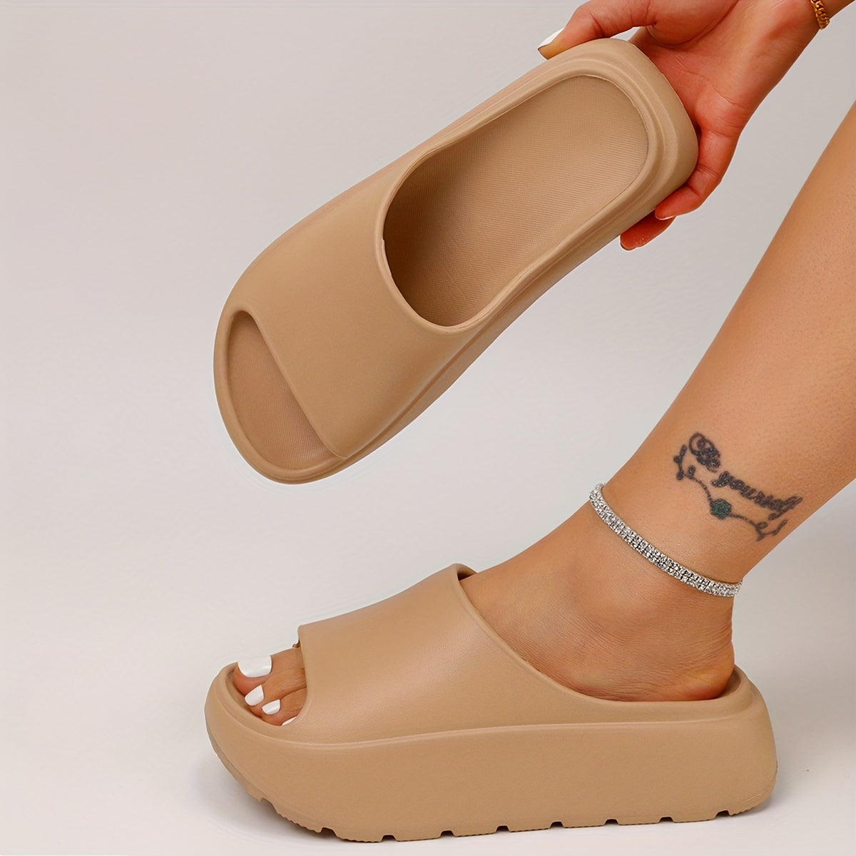 Women's Non-Slip Thick Platform EVA Slide Sandals Open-Toe Casual Pink