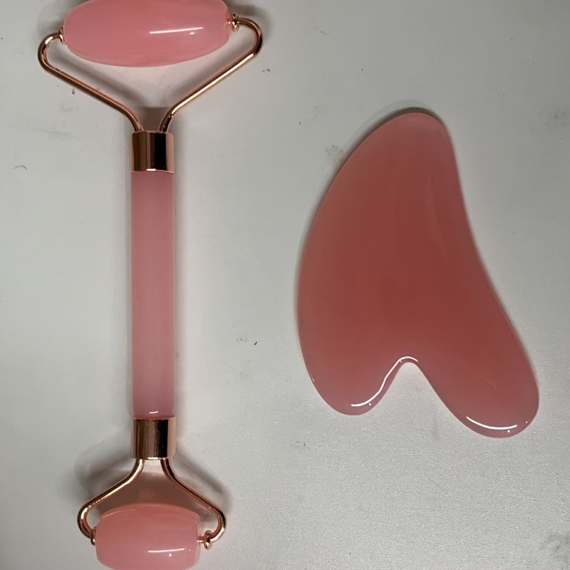 Facial Guasha Massage Set with Light Beige Stone for Anti-Aging Face Neck Body Care