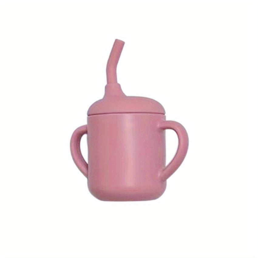 Kids Silicone Drinking Cup with Handles and Straw for Smoothies and Snacks