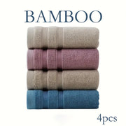 4-Pack Bamboo Hand Towels Soft Absorbent Skin-Friendly Bathroom Striped Space Theme