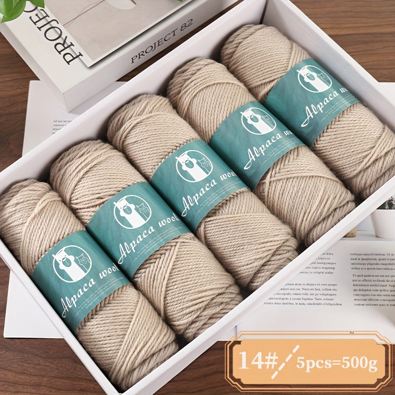 5-Pack Multicolor Alpaca Wool Yarn 500g Thick-Thin Self-Striping and Ombre