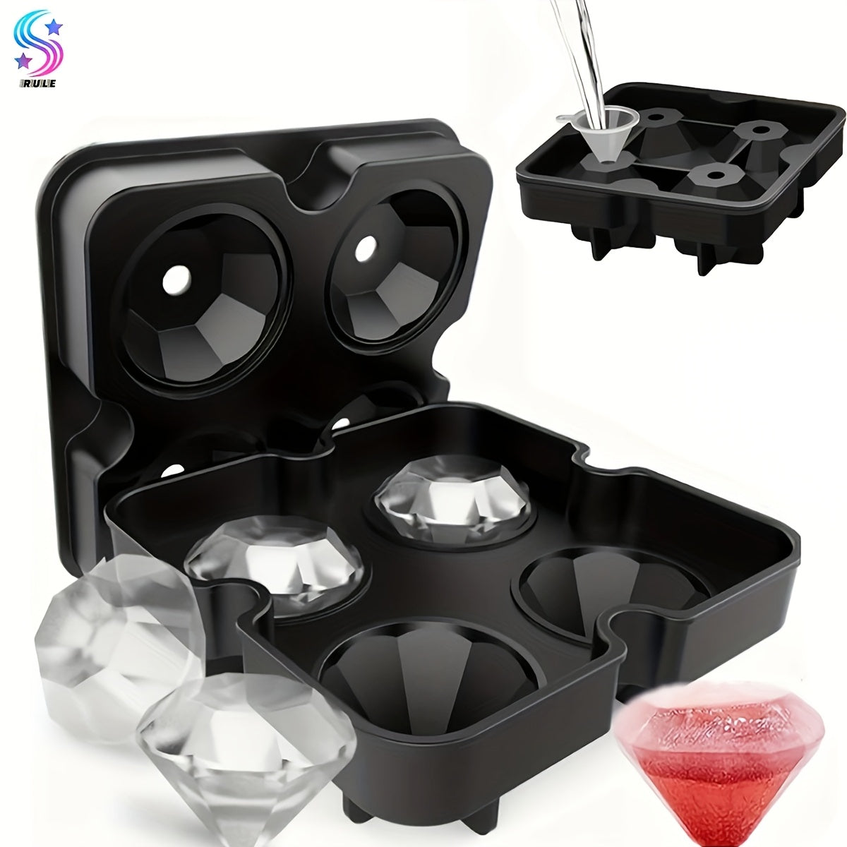 Гибкий силиконовый лоток для льда с крышкой, многоразовый для виски, кофе и охлажденных напитков