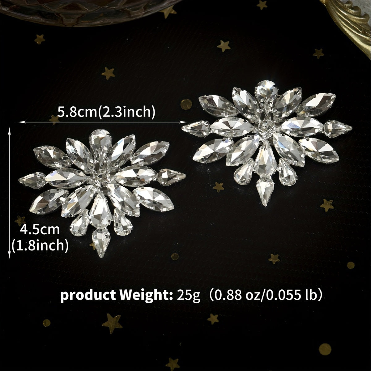 Women's Wedding Shoe Clips Glittering Rhinestone Buckles for Heels Dress Shoes Pair