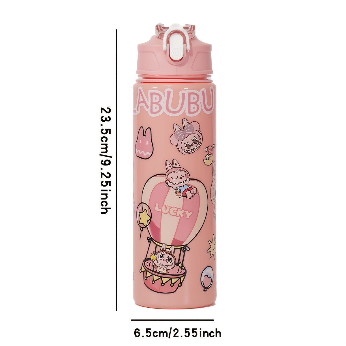 Multfilmli suv shishasi 700ml, oqib ketmaydigan, quvurlar bilan, yugurish va tashqi faoliyatlar uchun