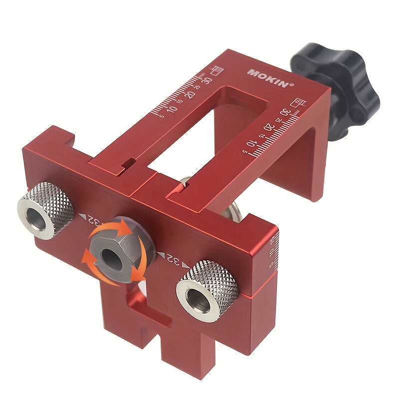 Metal Punch Locator Drill Bit Set with Aluminum Furniture Connector Jig and Eccentric Wheel Hole Punching Tool