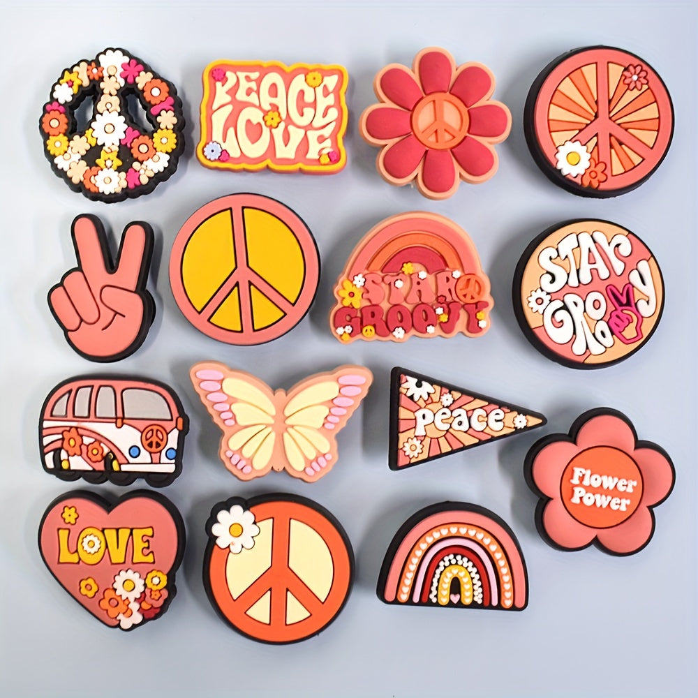 15pcs Unisex Plastic Shoe Charms with Flowers Hearts and Stars for Sandals