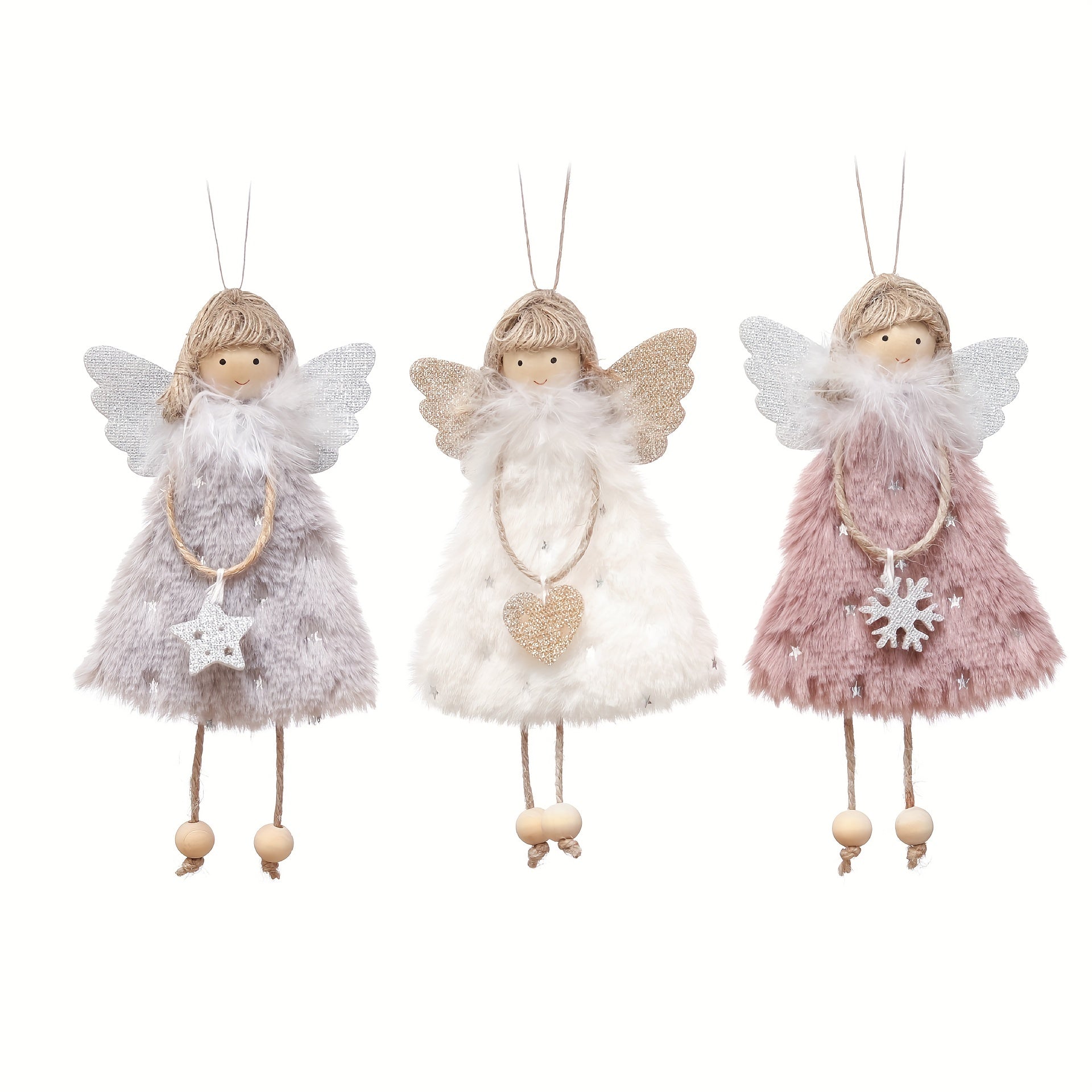 3pcs Christmas Doll Pendants Angel Girl Tree Ornaments for Festival and Party Decor