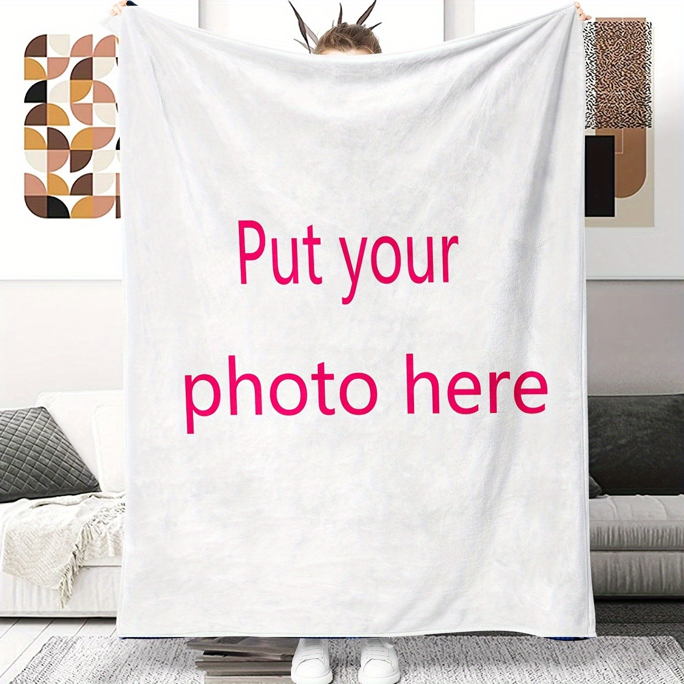 Maxsus sozlanadigan, teskari o'zgaruvchan geometrik naqshli flanel yostiqcha, dam olish va tabiatga chiqish uchun