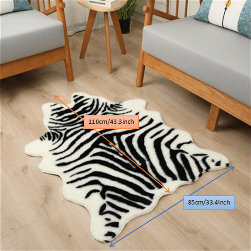 Alfombra de imitación de piel de vaca con estampado animal, resistente a las manchas, fácil de limpiar para sala de estar y dormitorio