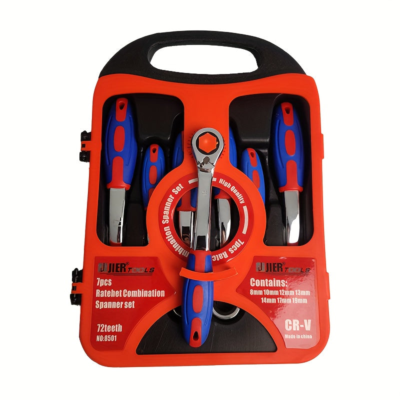 Juego de llaves de carraca universales de 7 piezas 8-19mm Herramienta de reparación de automóviles de metal