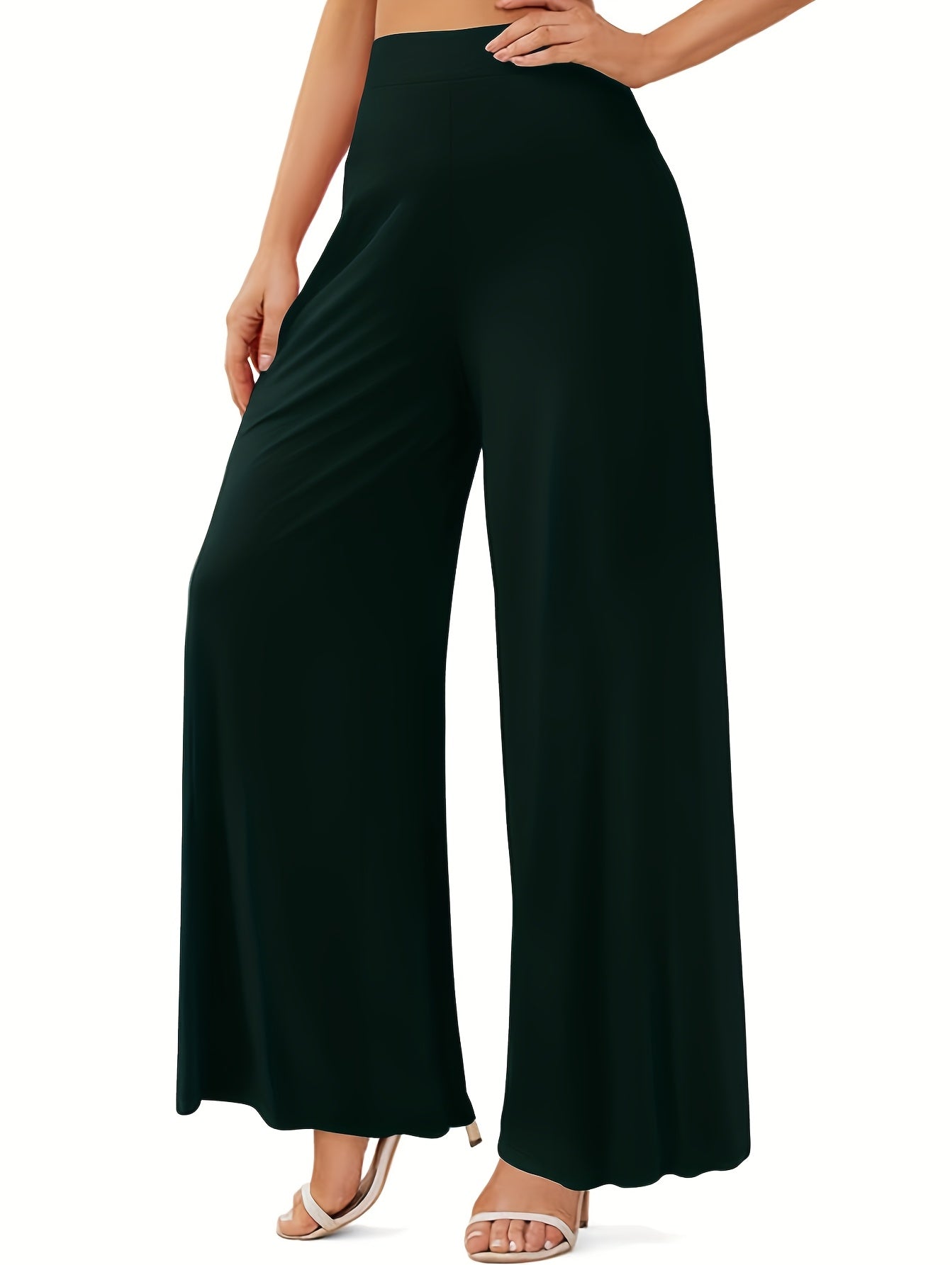 Pantalones de mujer de talla grande de cintura alta, rectos, elásticos y no transparentes para oficina y uso casual