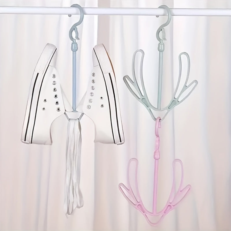 Juego de estantes de plástico con doble gancho para secar zapatos 1 3 6 piezas Organizador de calzado Balcón Lavandería