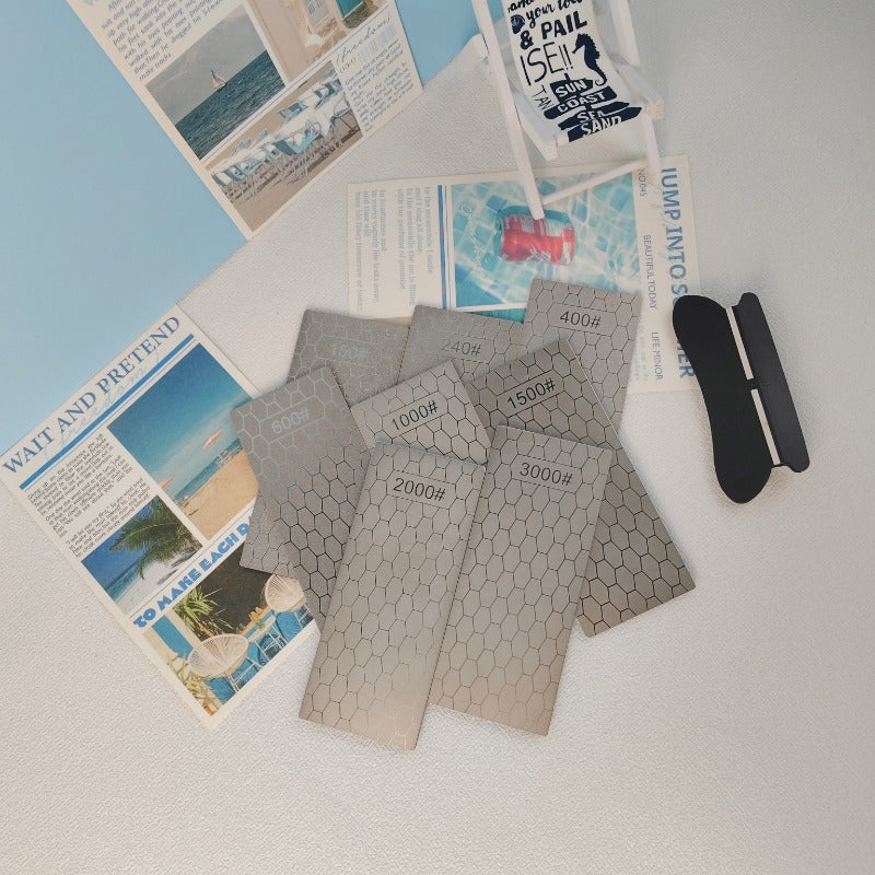 Honeycomb Frosted Stone Set of 9 Kitchen Tools Anti Slip Base Sharpening Tool Camping