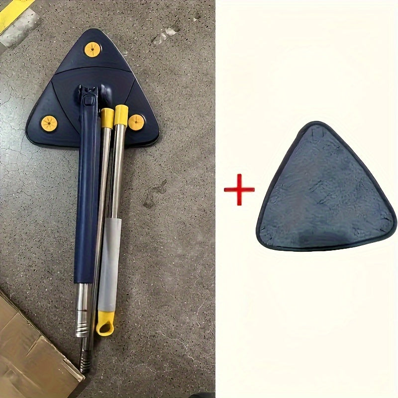 360-Degree Rotating Triangle Mop Set with Telescoping Handle for Floors and Tiles