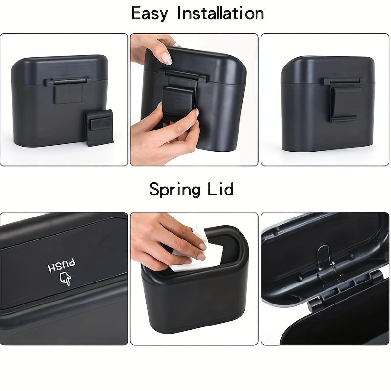 Cubo colgante para puerta de coche con tapa y organizador de almacenamiento