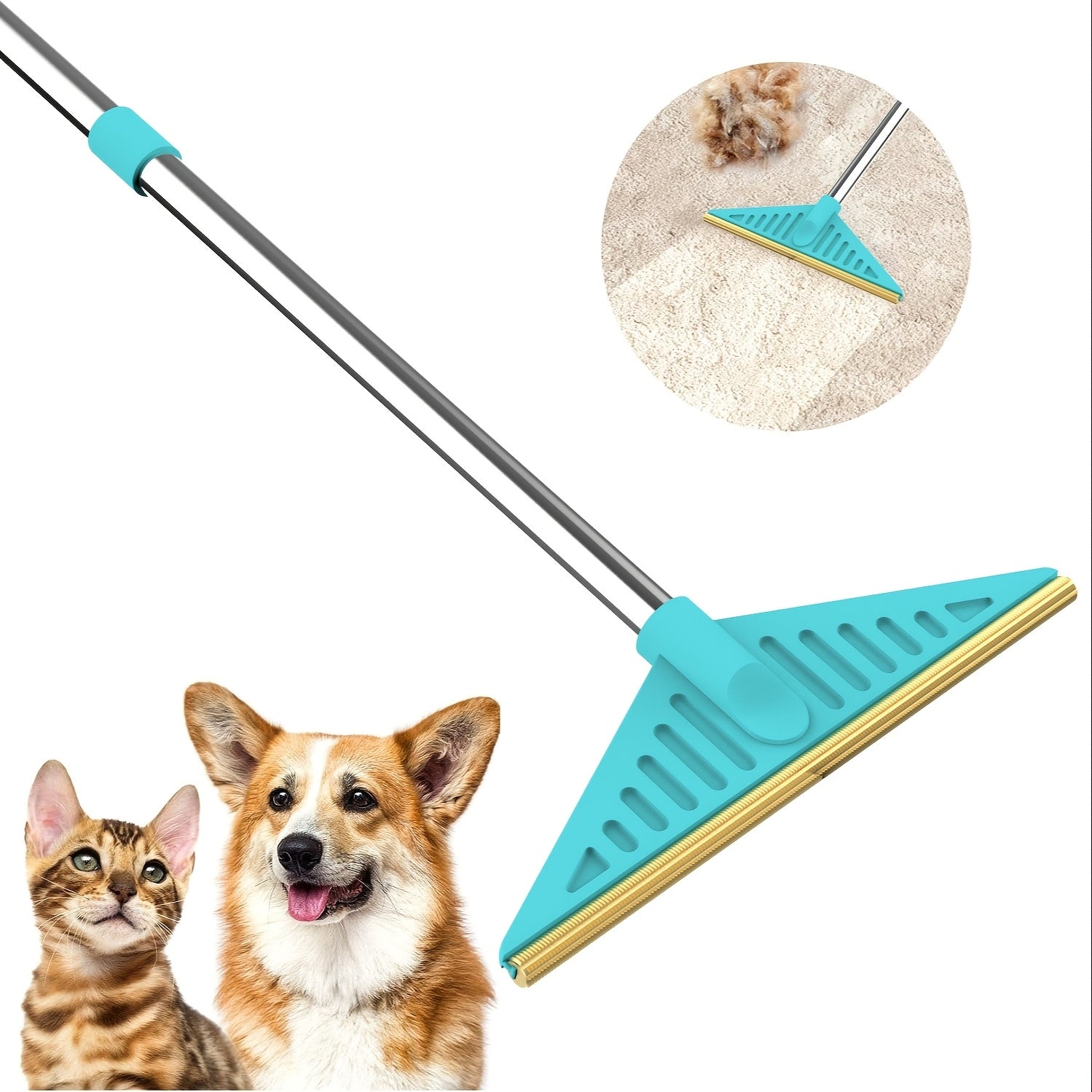 Long-Handled Pet Hair Remover Brush for Carpets Couches and Beds
