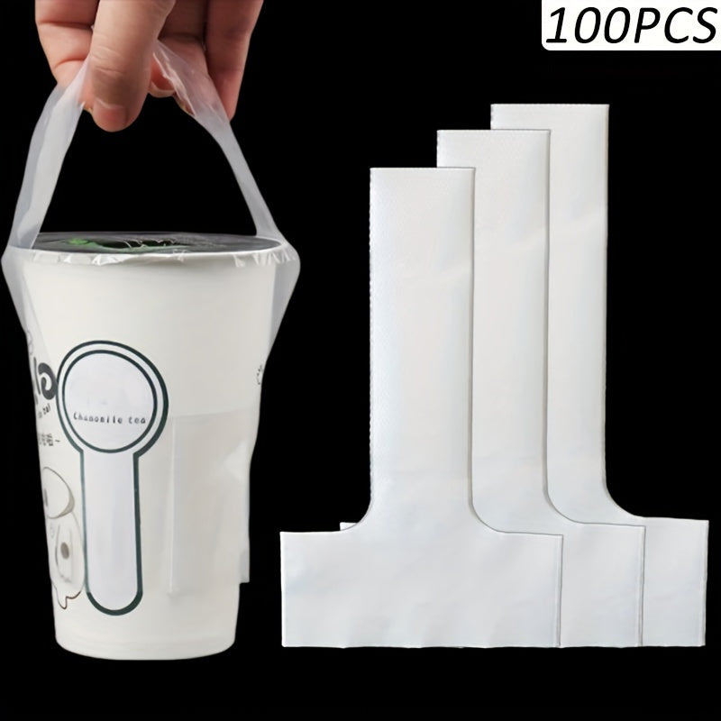 Прозрачные пластиковые сумки-держатели для стаканов для молочного чая и кофе, T-образные, упаковка 100