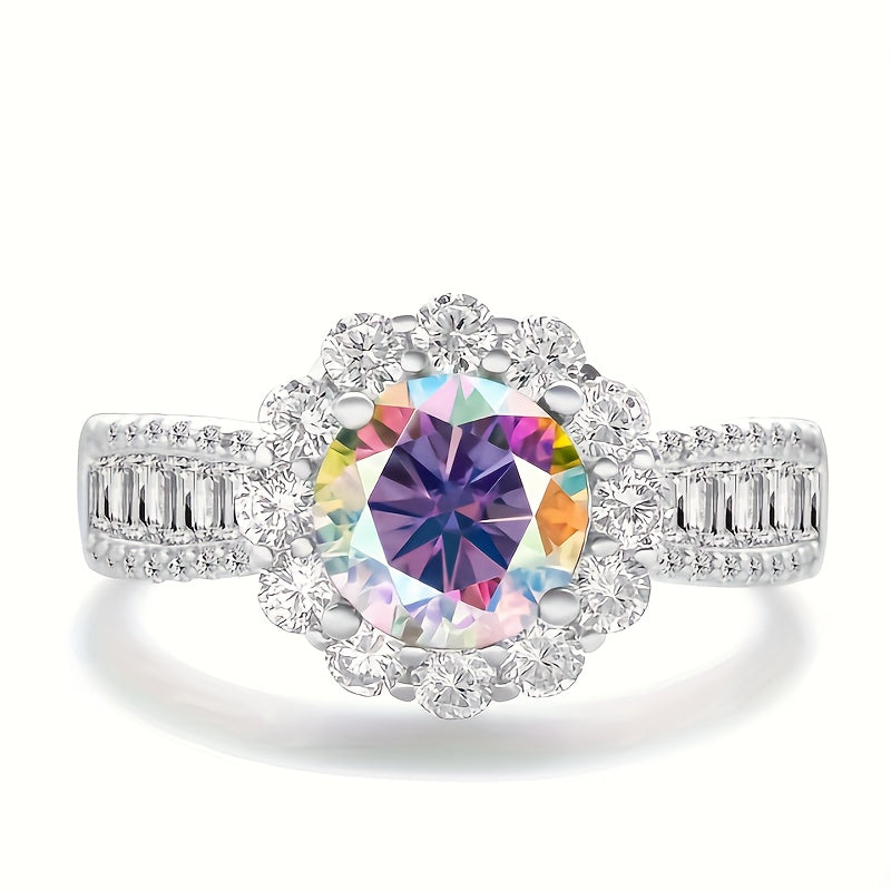 2 Carat Moissanite Engagement Ring 4-Prong Sterling Silver Wedding Anniversary