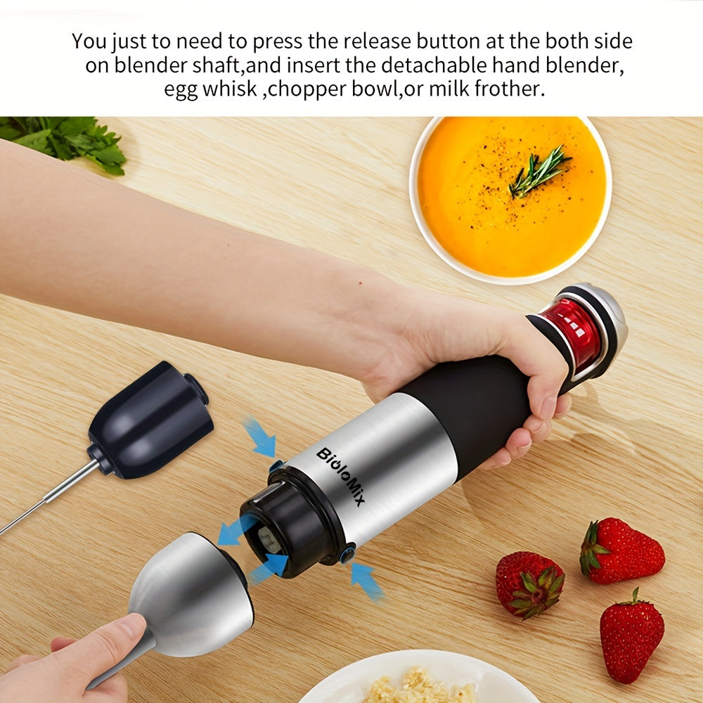 5-in-1 Immersion qo‘l blender to‘plami 1200W, oziq-ovqat protsessori, maydalagich, ko‘taruvchi va sut ko‘taruvchi bilan