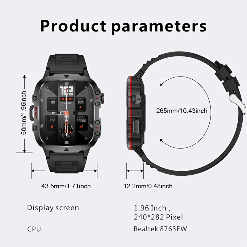 Men's Smart Watch with Voice Assistant IP67 Water Resistance Sports Strap 100+ Exercise Modes