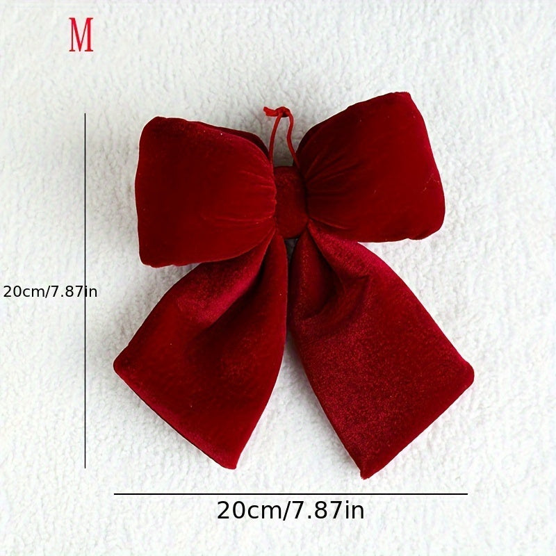 Red Velvet Bow Ornament for Holiday Decoration Christmas Thanksgiving New Year Valentine